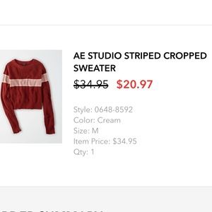 AE STUDIO CROPPED STRIPED SWEATER